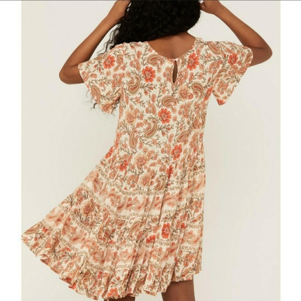 BILA Floral Print Dress in Cream and Orange